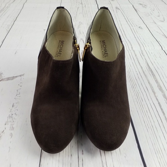 Michael Michael Kors Sammy Brown Kid Suede Leather Emboss Ankle Boots Women 9.5M - Picture 2 of 10